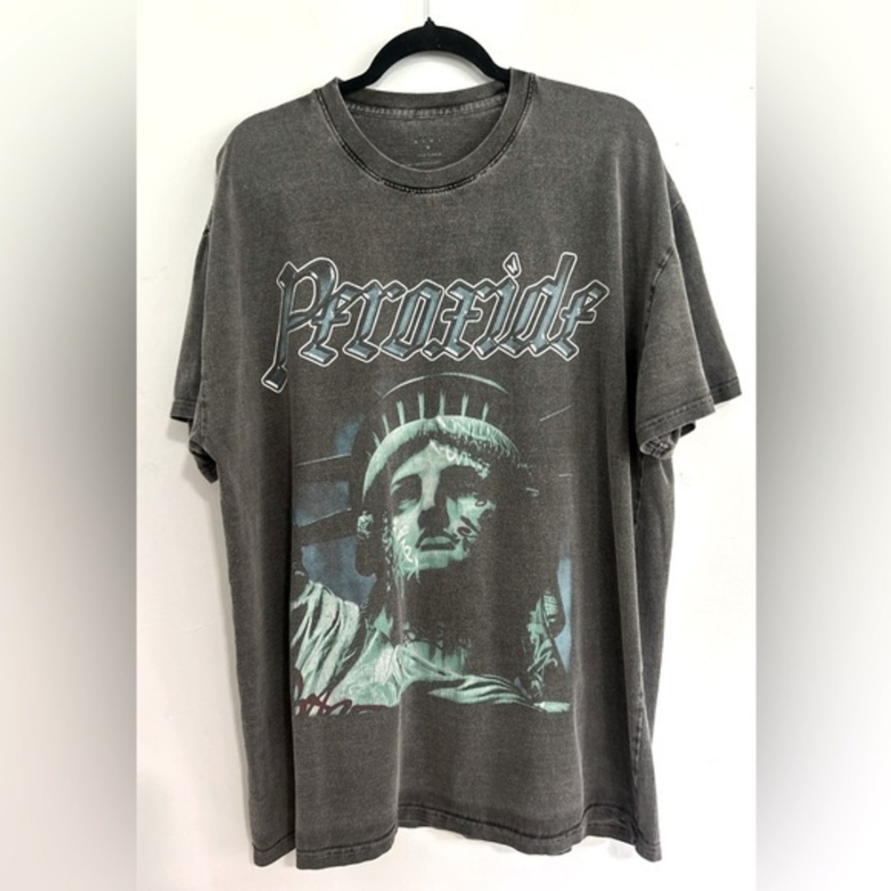 mnml Peroxide Lady Liberty Graphic Tee Heavyweight Streetwear TShirt Men Size M